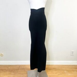 Maeve Anthropologie Skirt Maxi Ribbed Cutout Size XS Black NEW Slit Knit Bodycon